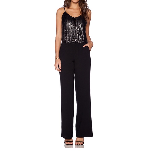 ❤️ Ella Moss Black Sequin Wide Leg Jumpsuit XS/S - Picture 6 of 8